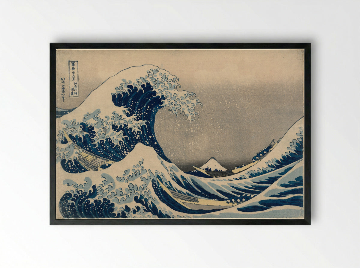 Under the Wave off Kanagawa - Katsushika Hokusai - Framed Print Black