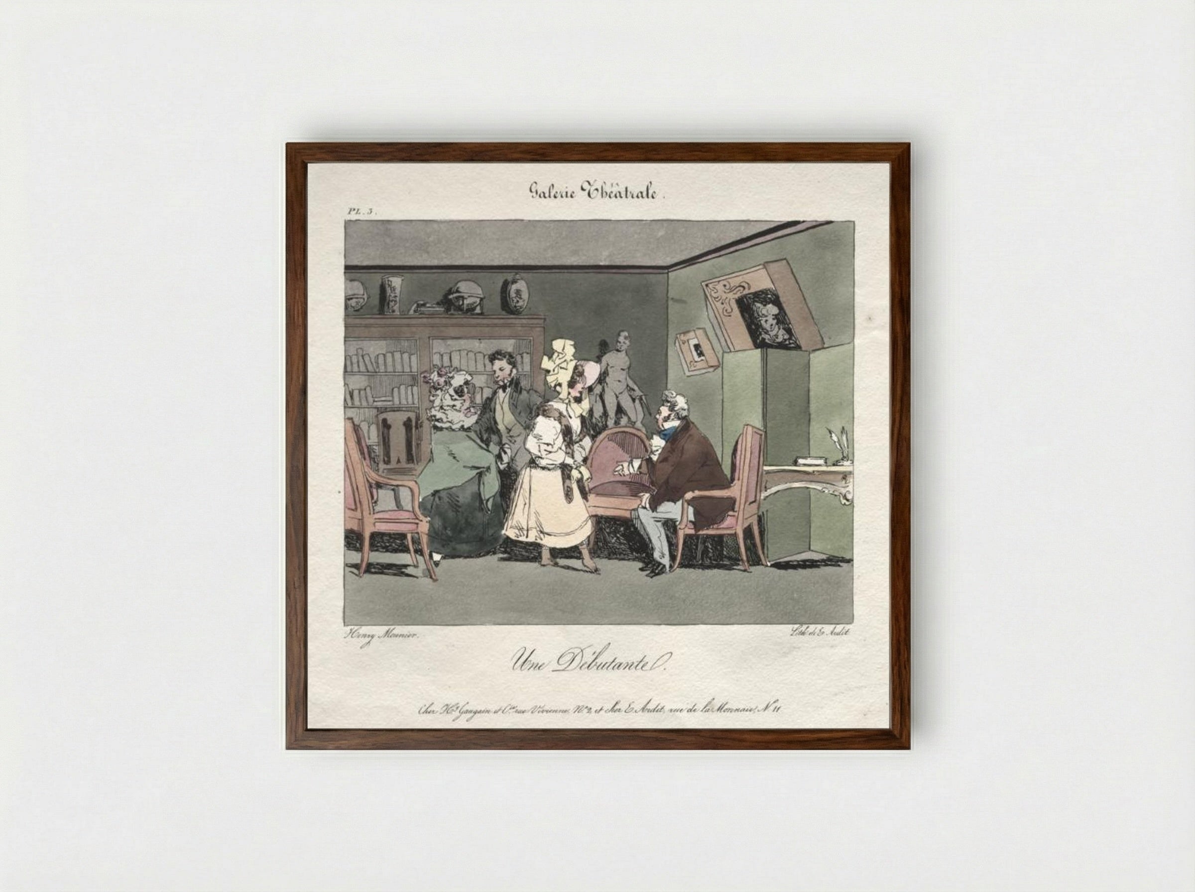 Une Débutante - Henry Bonaventure Monnier - Framed Print Dark Wood