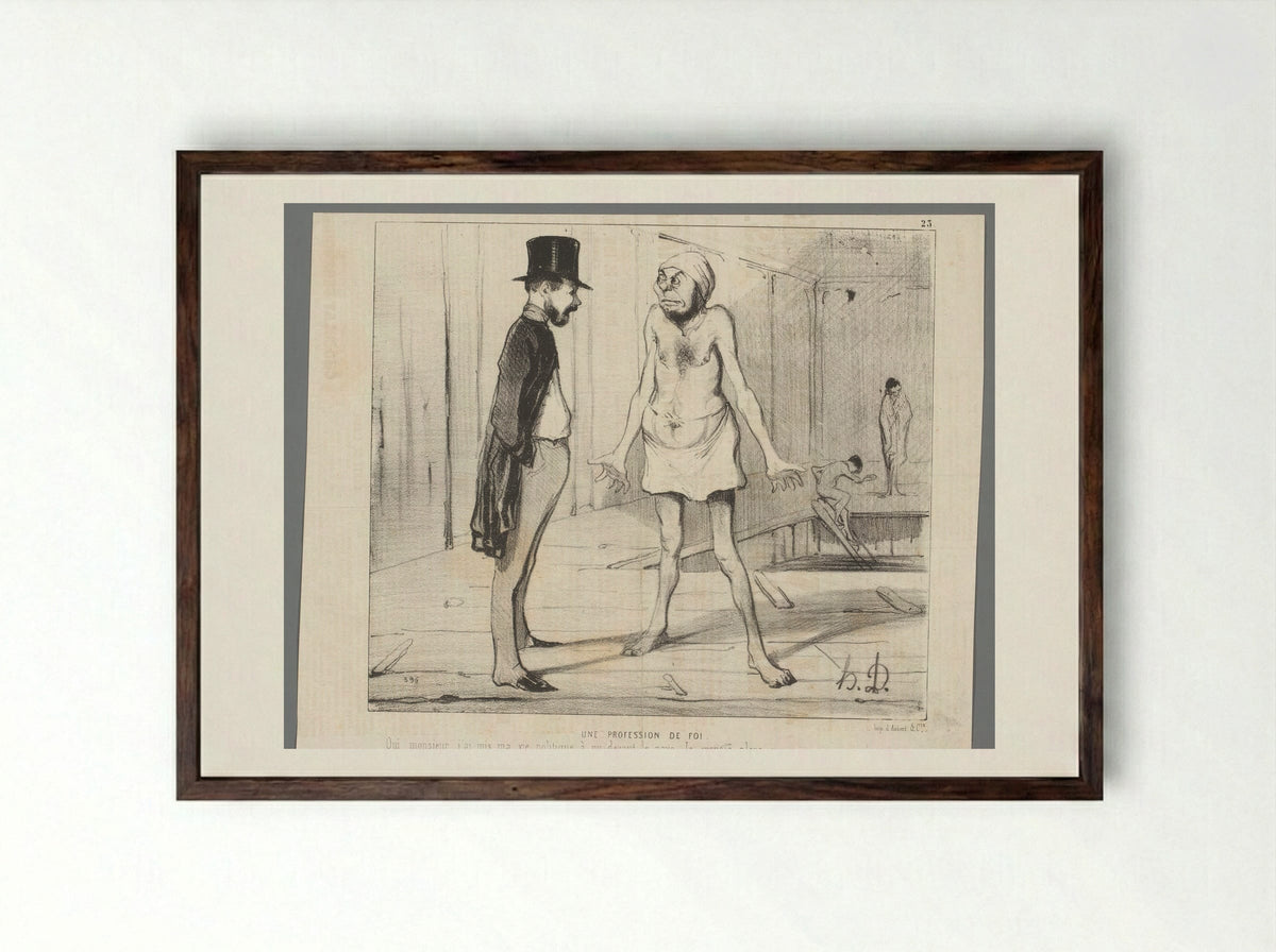 Une Profession de Foi - Honoré Daumier - Framed Print Dark Wood