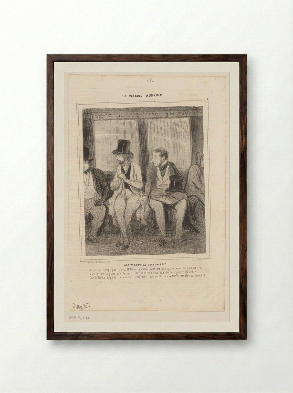 Une Rencontre Désagréable - Honoré Daumier - Framed Print Dark Wood