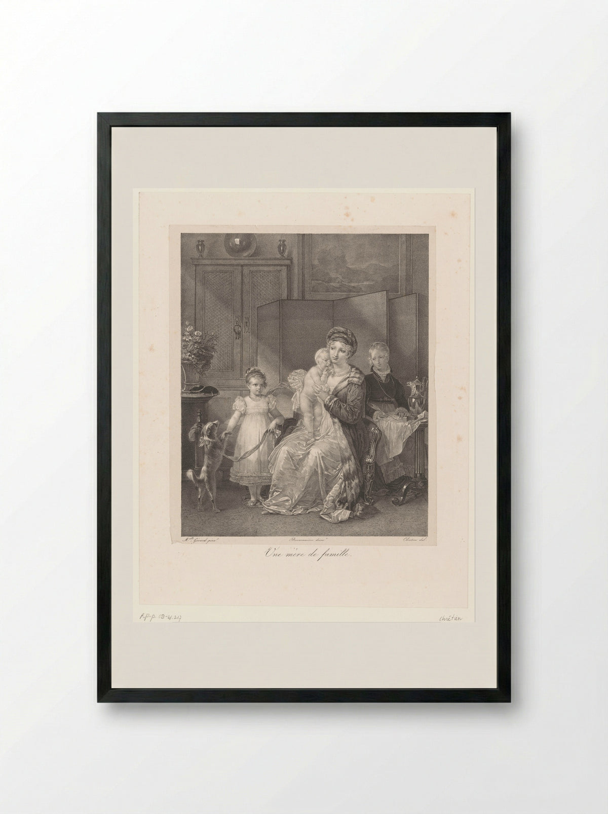 Une mère de famille - François Jean Villain - Framed Print Black