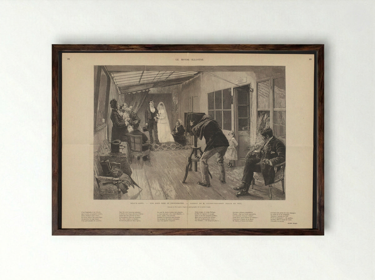 Une noce chez le photographe - Auguste Lepère - Framed Print Dark Wood