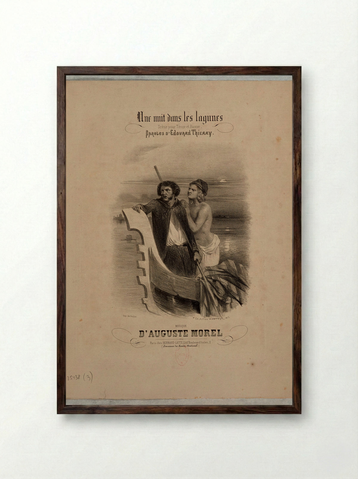 Une nuit dans les lagunes - Célestin Nanteuil - Framed Print Dark Wood