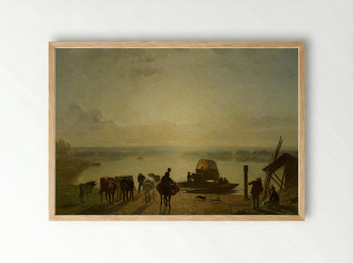 Unloading the Ferry - Constant Troyon - Framed Print Wood