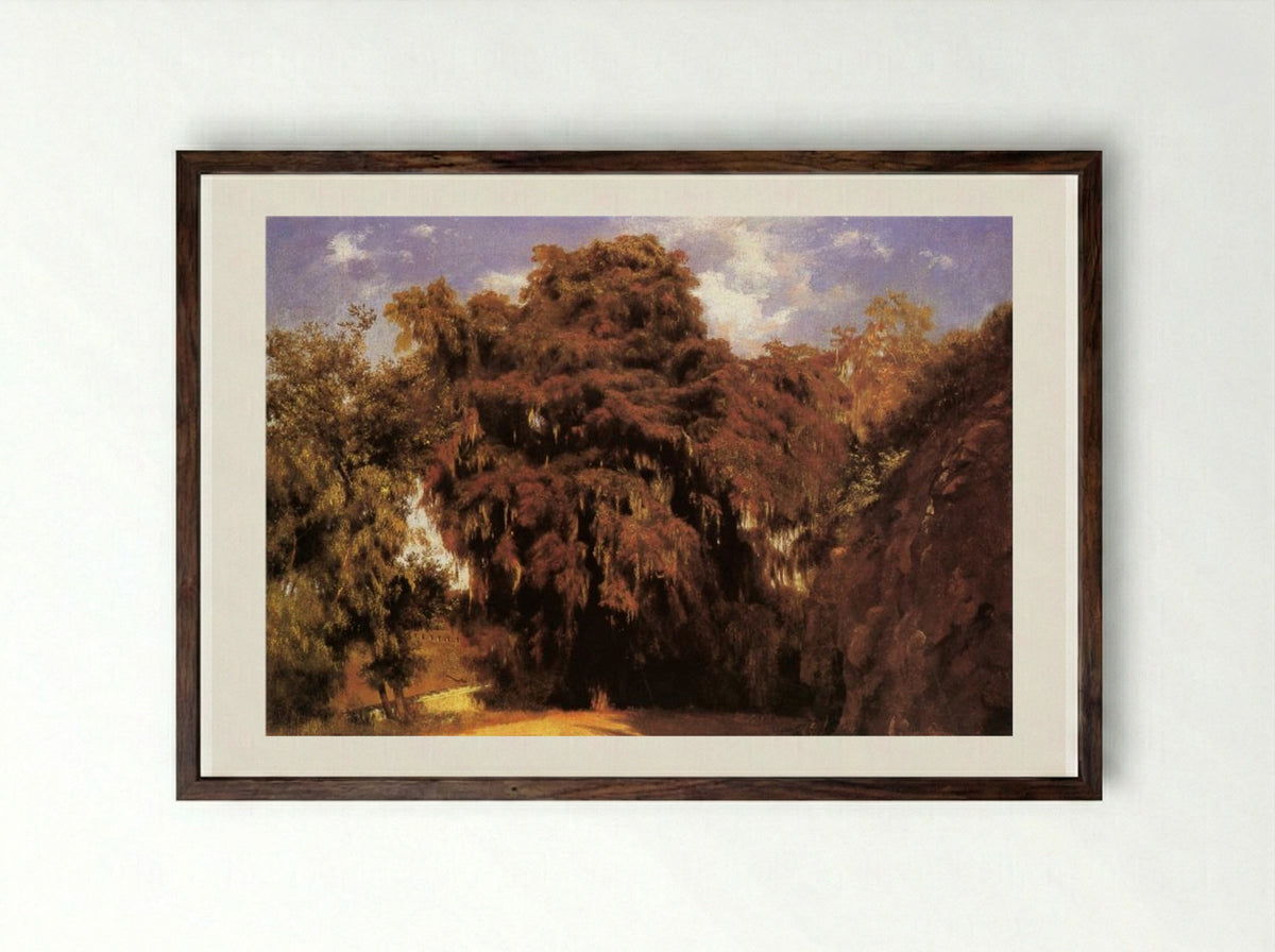 Uno de los grandes Ahuehuetes - José María Velasco - Framed Print Dark Wood