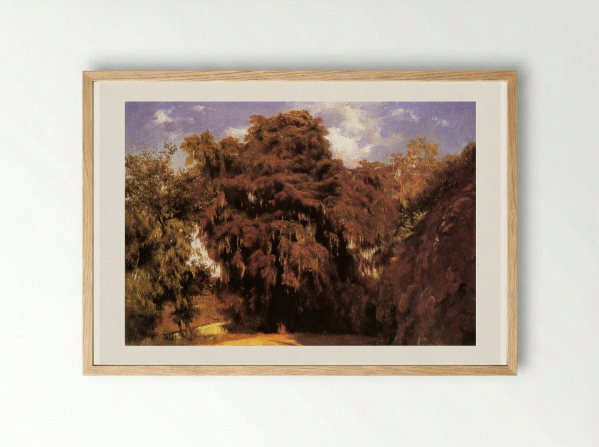 Uno de los grandes Ahuehuetes - José María Velasco - Framed Print Wood