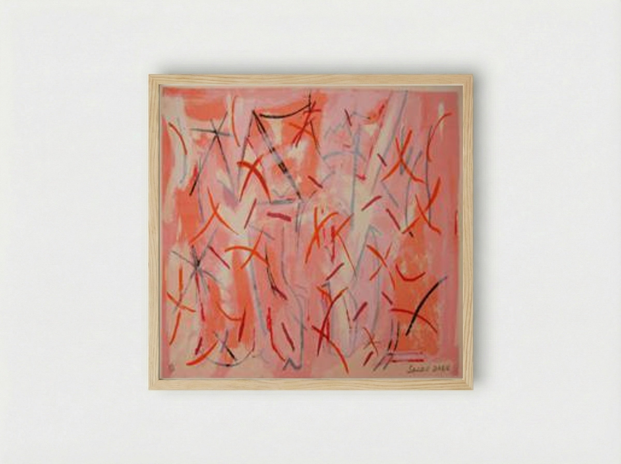 Untitled (Abstract Composition, Gouache on Paper) - Sandu Darie - Framed Print Wood