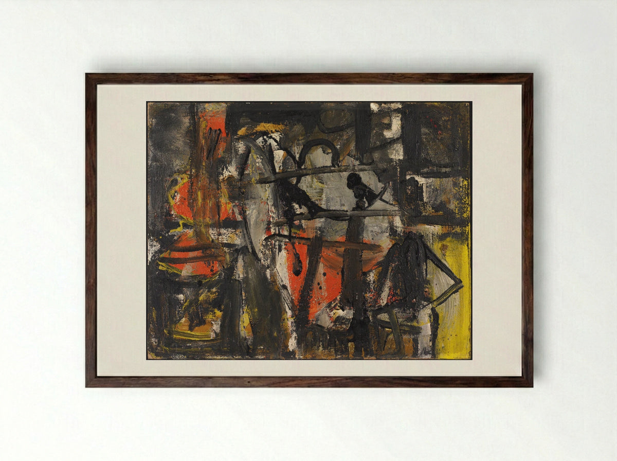 Untitled (Abstract Composition) - Alan Davie - Framed Print Dark Wood