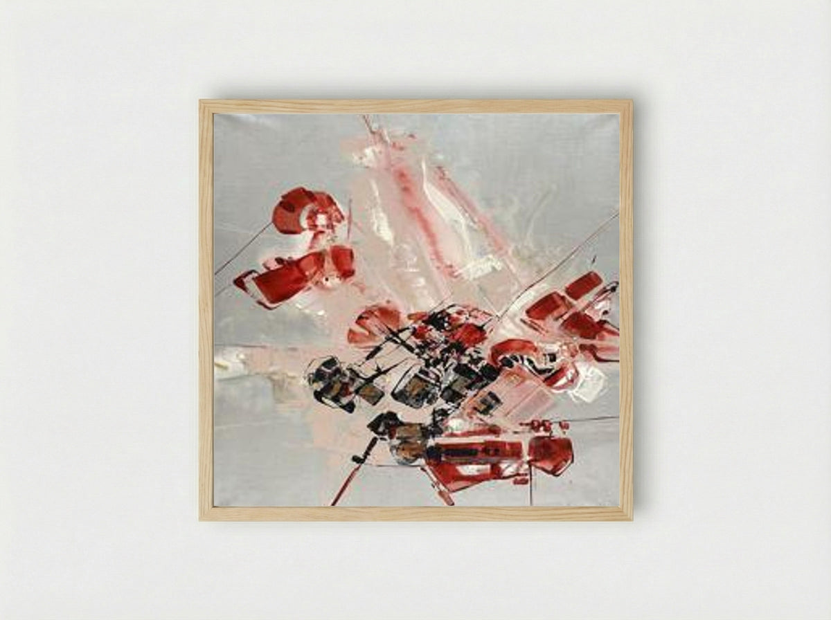 Untitled (Abstract Composition in Red and Grey) - Claude Georges - Framed Print Wood