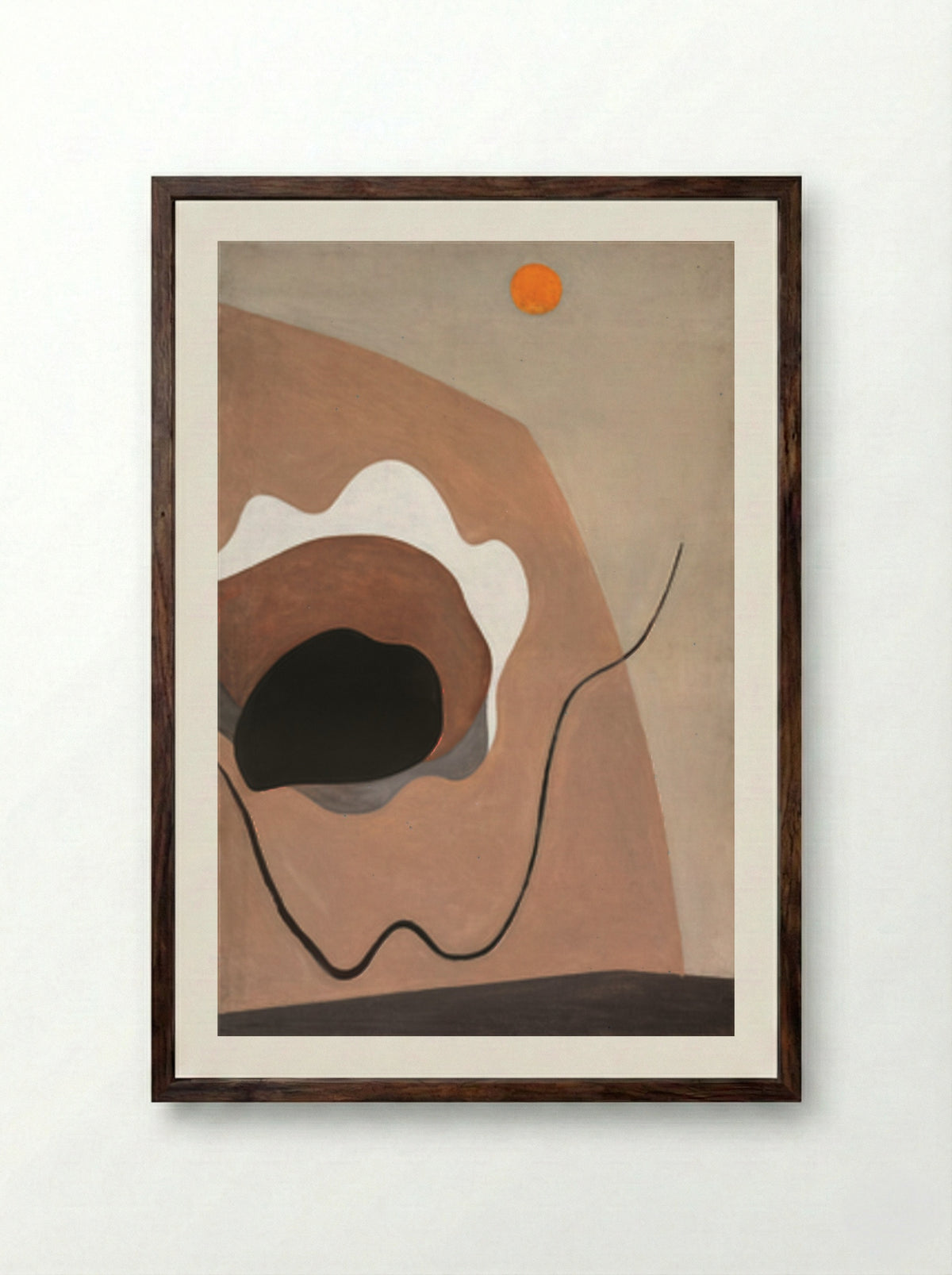 Untitled (Abstract Composition with Orange Disc) - Alexander Calder - Framed Print Dark Wood