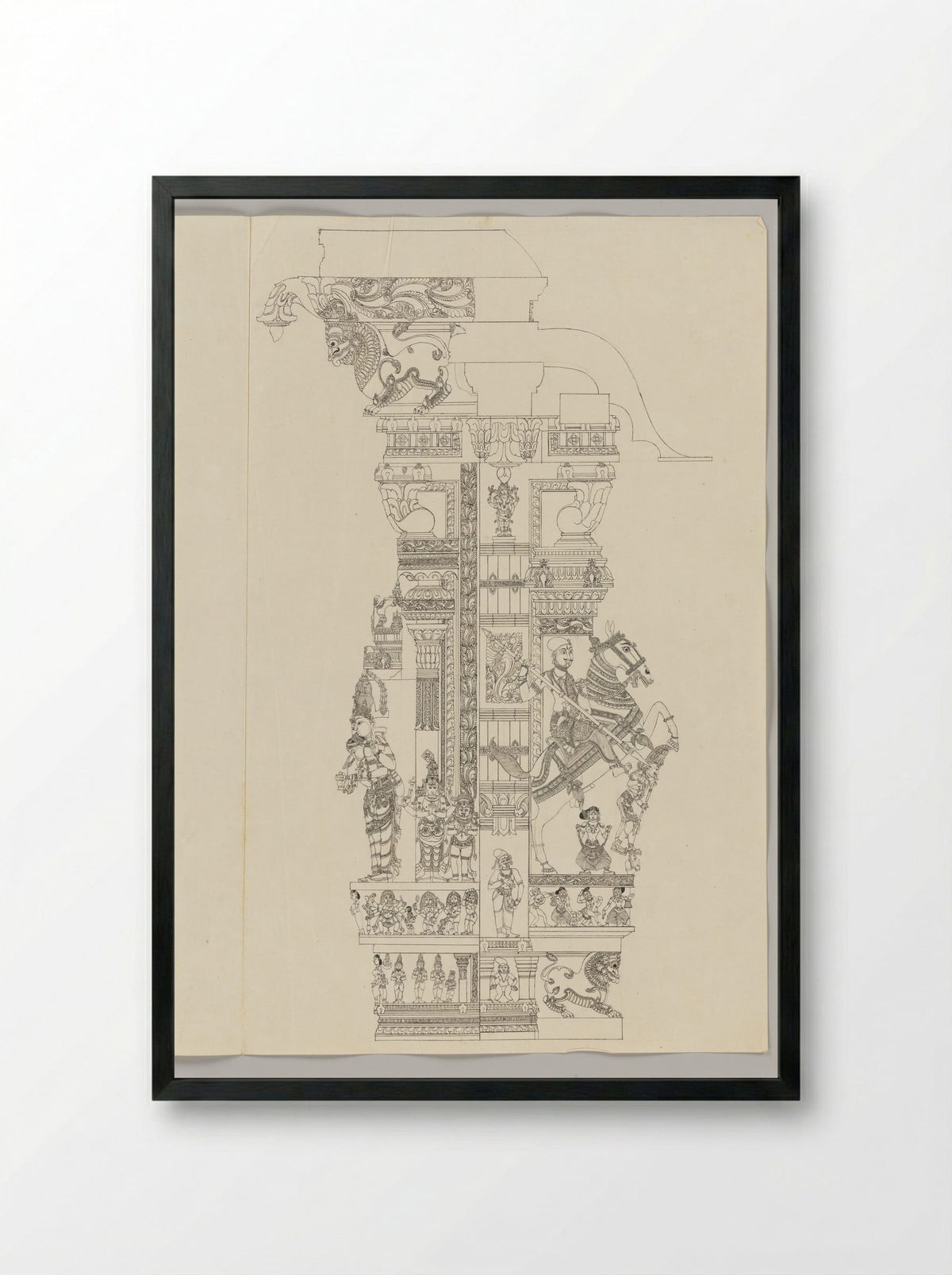 Untitled (Architectural Study of Temple Pillar) - Solis Prints - Framed Print Black