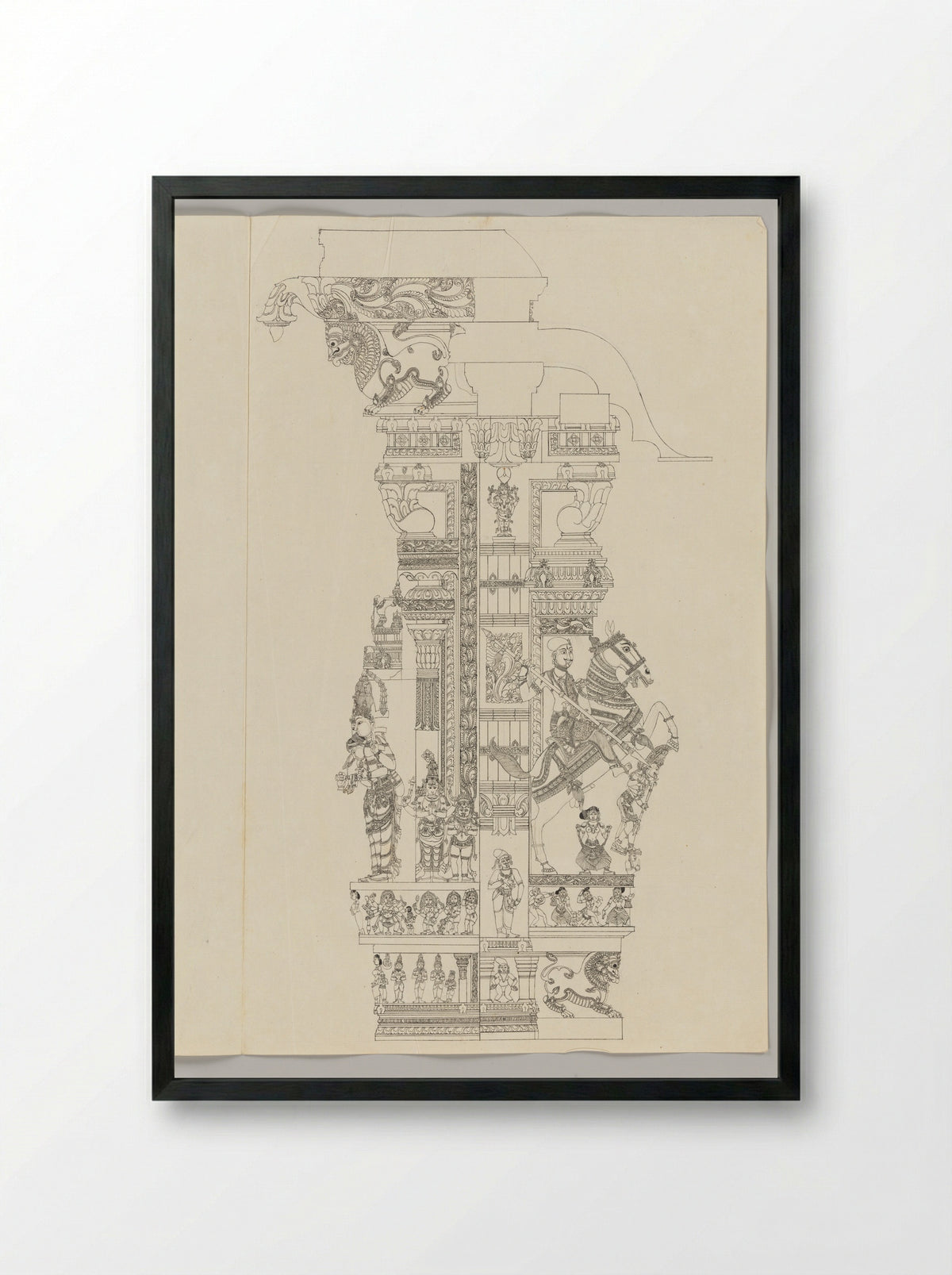 Untitled (Architectural Study of Temple Pillar) - Solis Prints - Framed Print Black