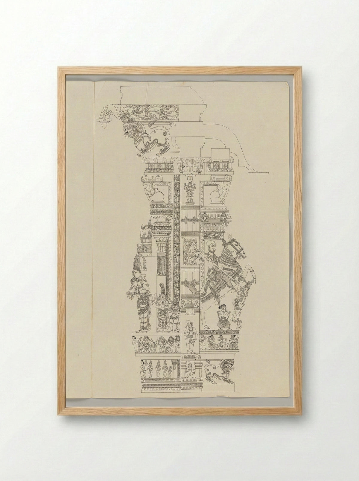 Untitled (Architectural Study of Temple Pillar) - Solis Prints - Framed Print Wood