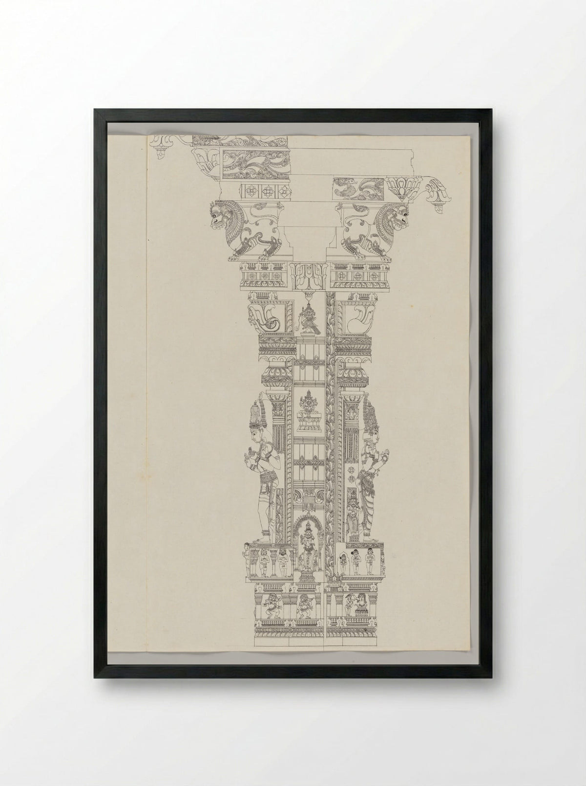 Untitled (Architectural Study of a Temple Pillar) - Fine Art Print - Framed Print Black