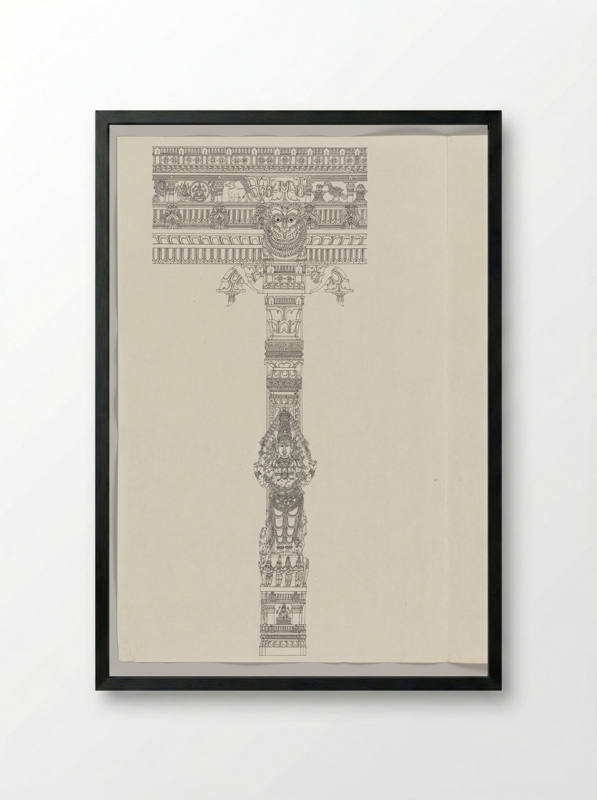 Untitled (Architectural Study of a Temple Pillar) - Fine Art Print - Framed Print Black