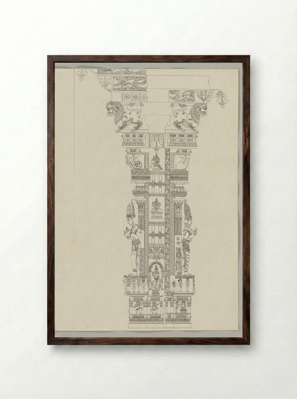 Untitled (Architectural Study of a Temple Pillar) - Fine Art Print - Framed Print Dark Wood