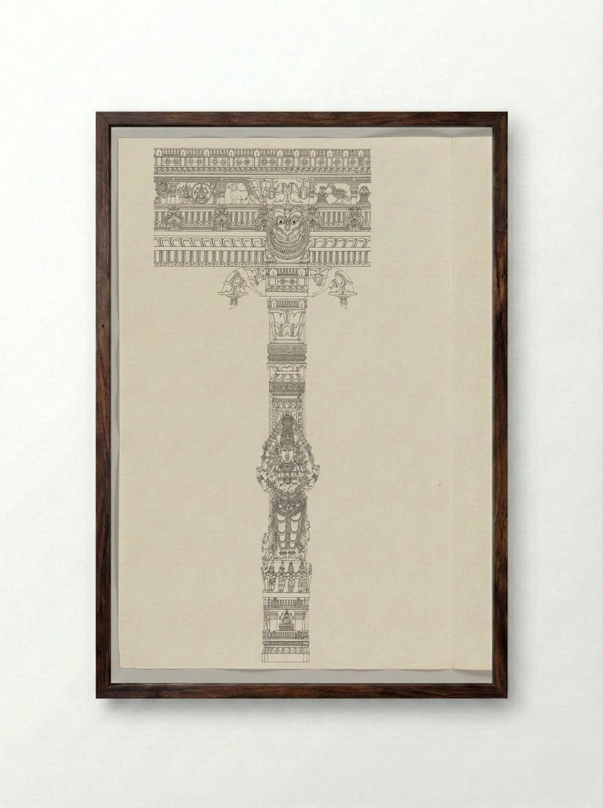 Untitled (Architectural Study of a Temple Pillar) - Fine Art Print - Framed Print Dark Wood
