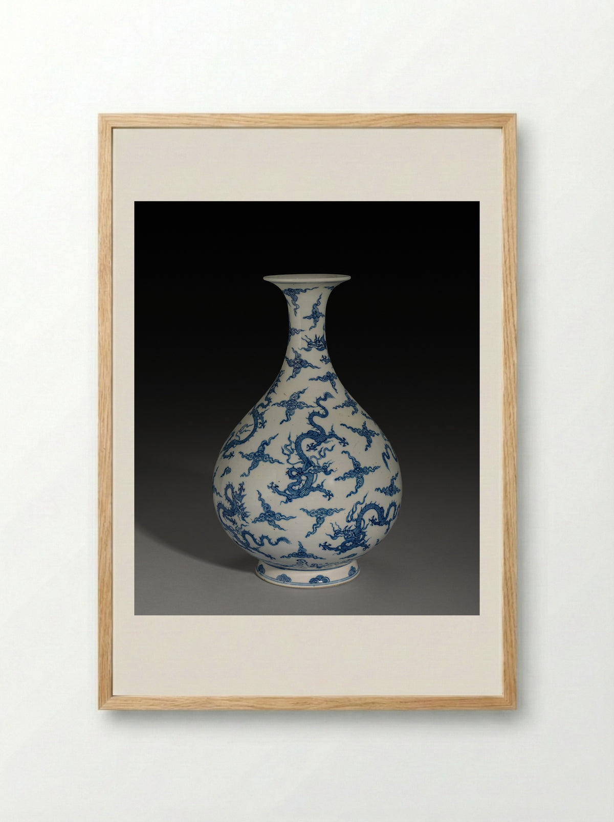 Untitled (Blue and White Dragon Vase) - Fine Art Print - Framed Print Wood
