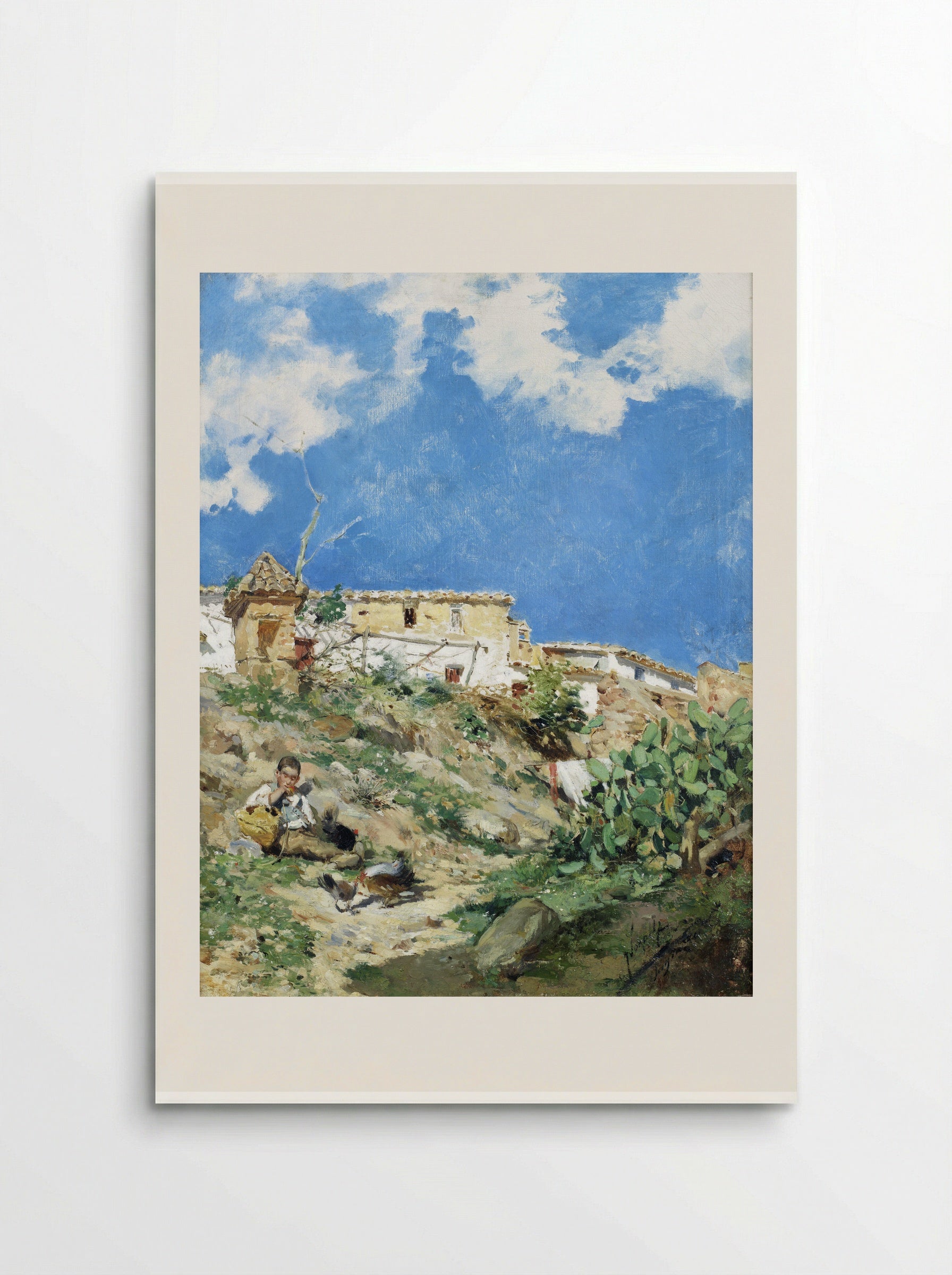 Untitled (Boy with Chickens in a Rural Setting) - Joaquín Sorolla - Poster