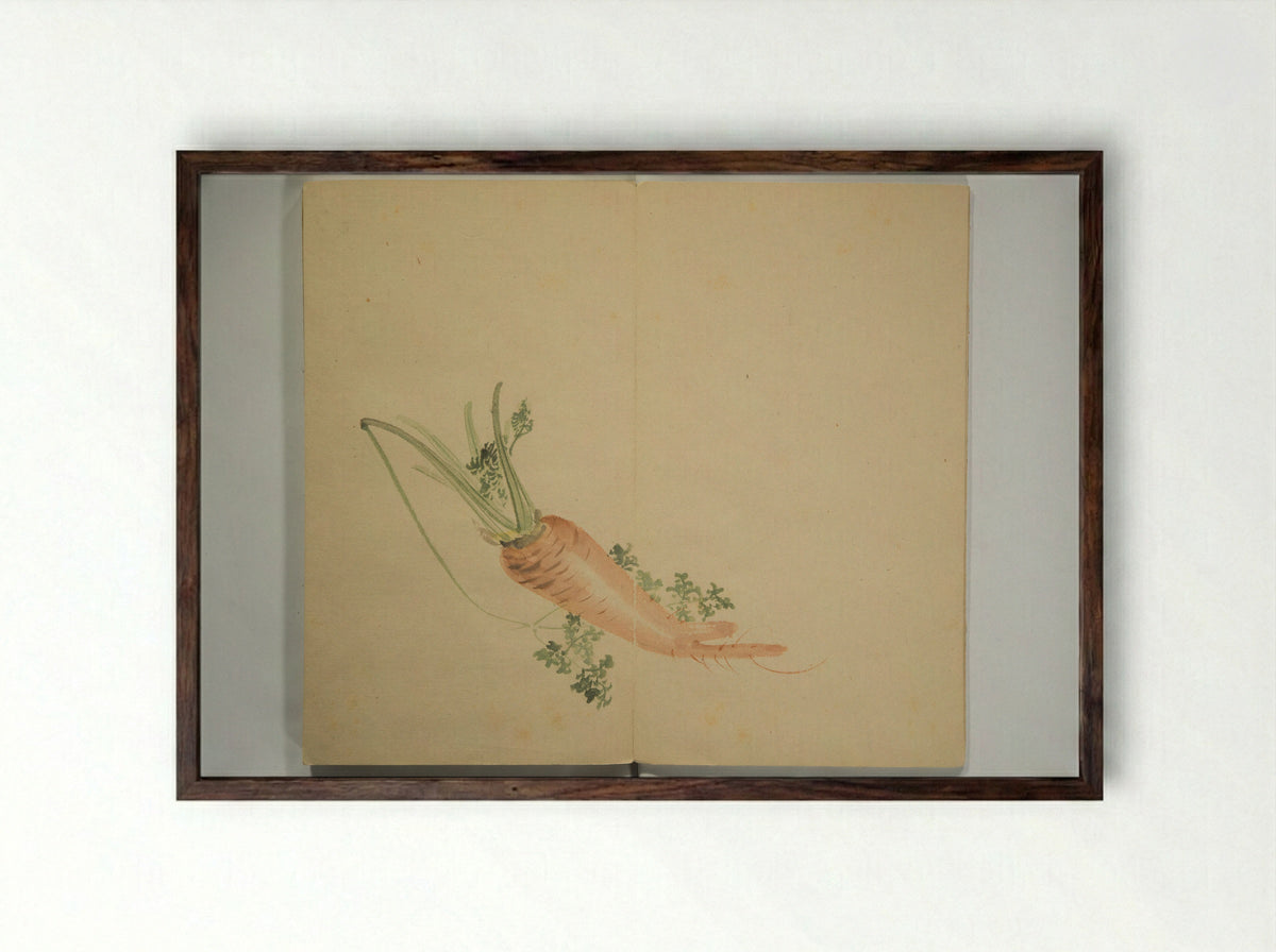 Untitled (Carrot Study) - Nishiyama Hōen - Framed Print Dark Wood
