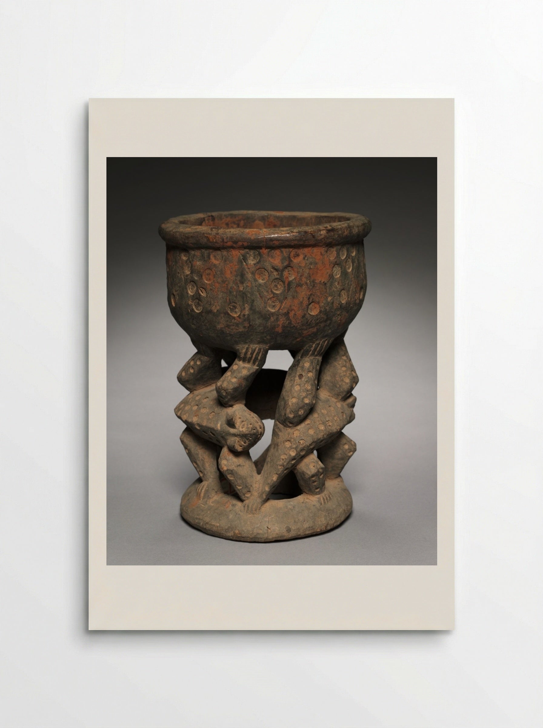 Untitled (Carved Wood Stand with Animal Figures) - Fine Art Print - Poster