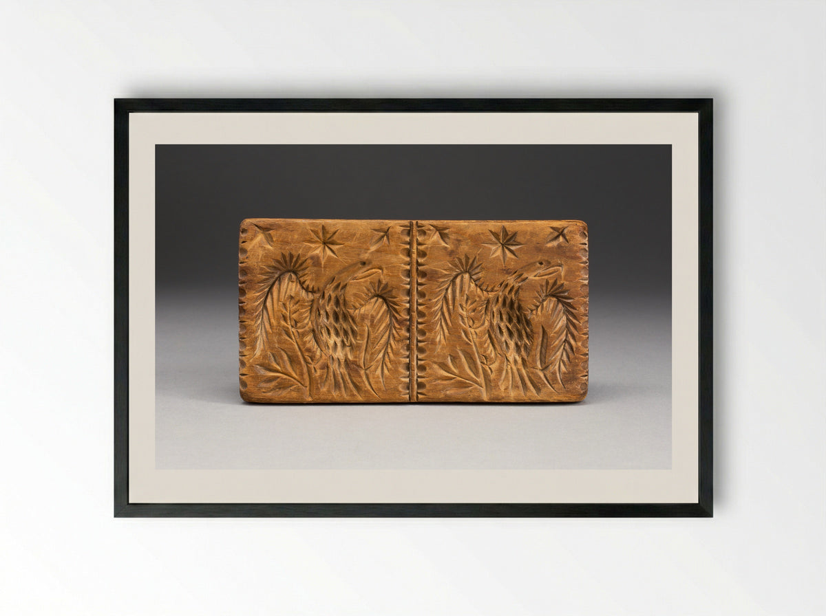Untitled (Carved Wooden Cookie Mold) - Fine Art Print - Framed Print Black