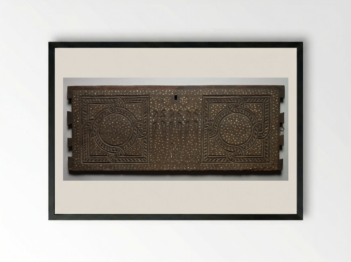 Untitled (Chest Front with Geometric Inlay, Wood and Bone) - Fine Art Print - Framed Print Black