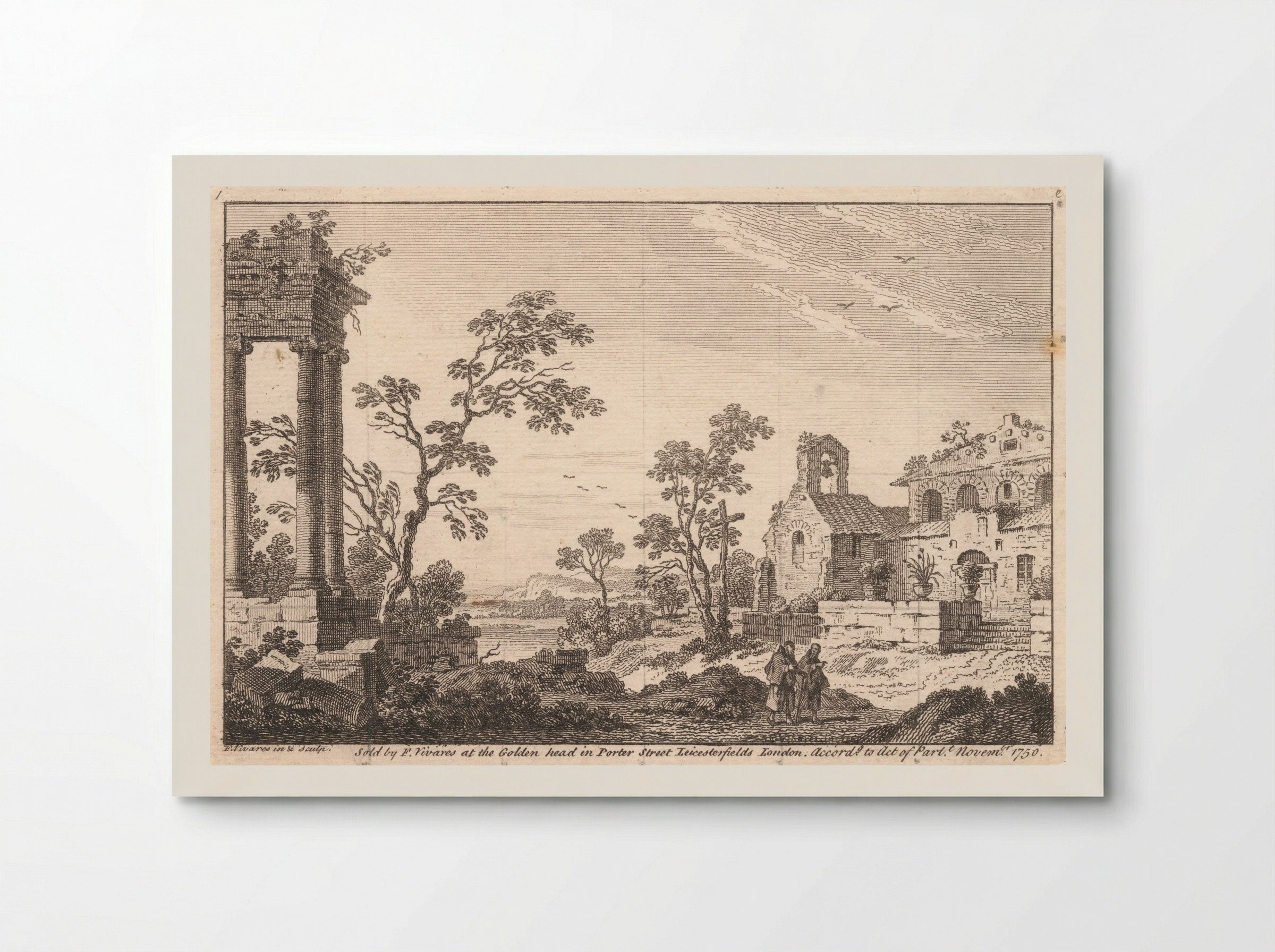 Untitled (Classical Ruins and Figures) - François Vivares - Poster