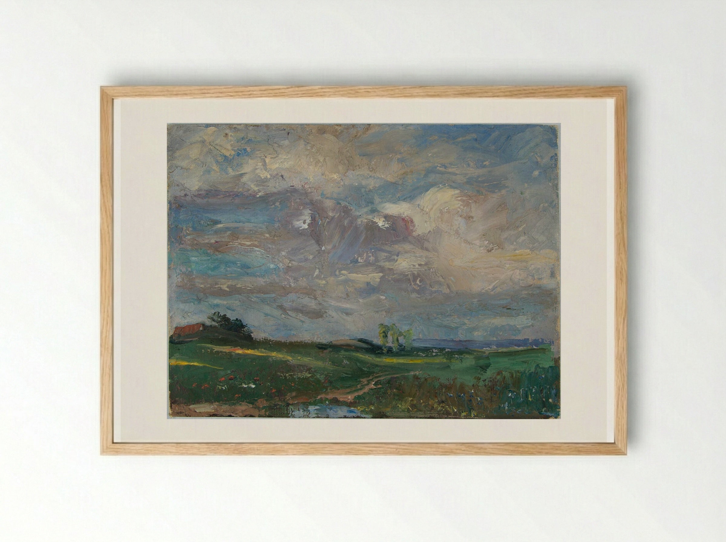 Untitled (Cloud Study over Rolling Fields) - William Valentine Schevill - Framed Print Wood