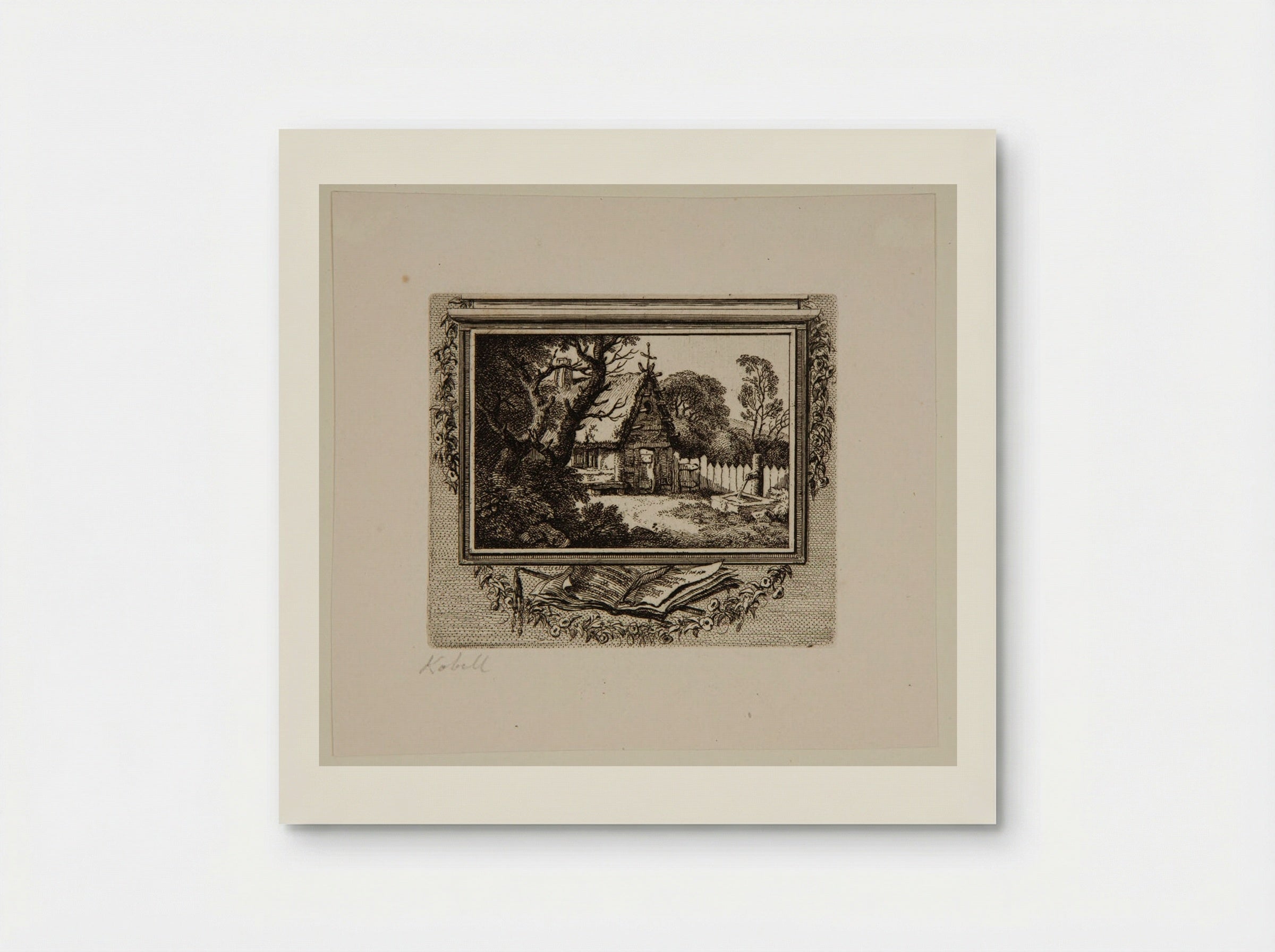 Untitled (Cottage with Well, Etching) - Ferdinand Kobell - Poster