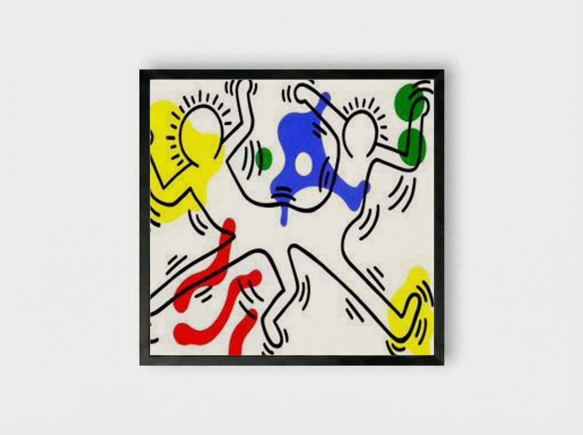 Untitled (Dancing Figures) - Keith Haring - Framed Print Black