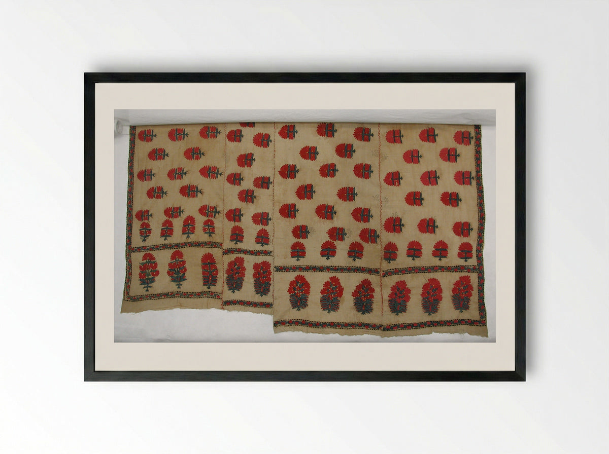 Untitled (Embroidered Textile Cover, Cotton) - Fine Art Print - Framed Print Black