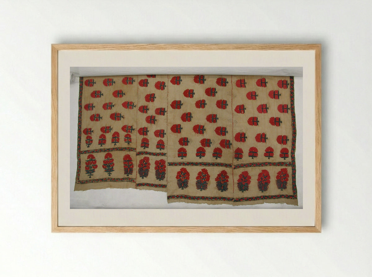Untitled (Embroidered Textile Cover, Cotton) - Fine Art Print - Framed Print Wood