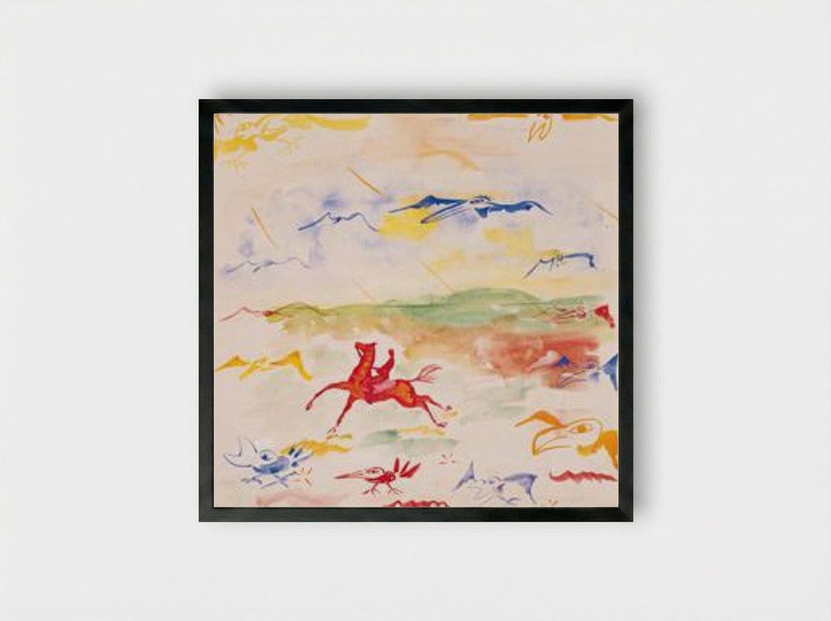 Untitled (Equestrian Figure and Birds) - Yves Klein - Framed Print Black