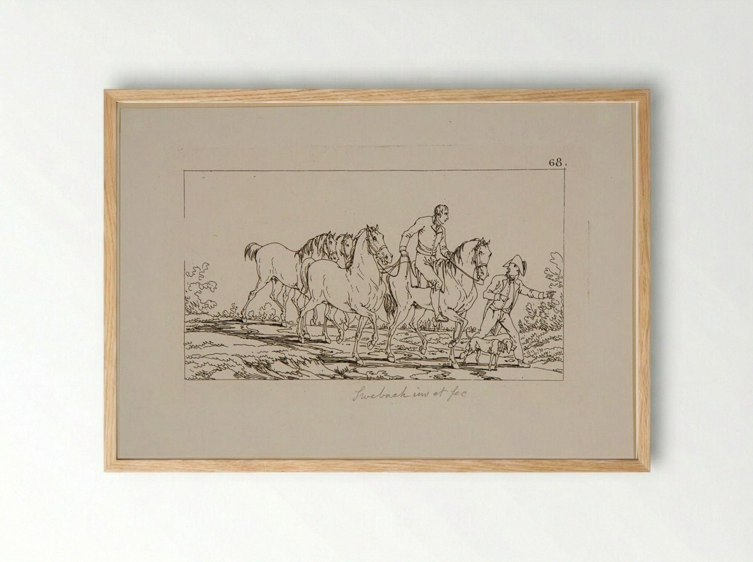 Untitled (Equestrian Study) - Jacques-Francois-Joseph Swebach - Framed Print Wood