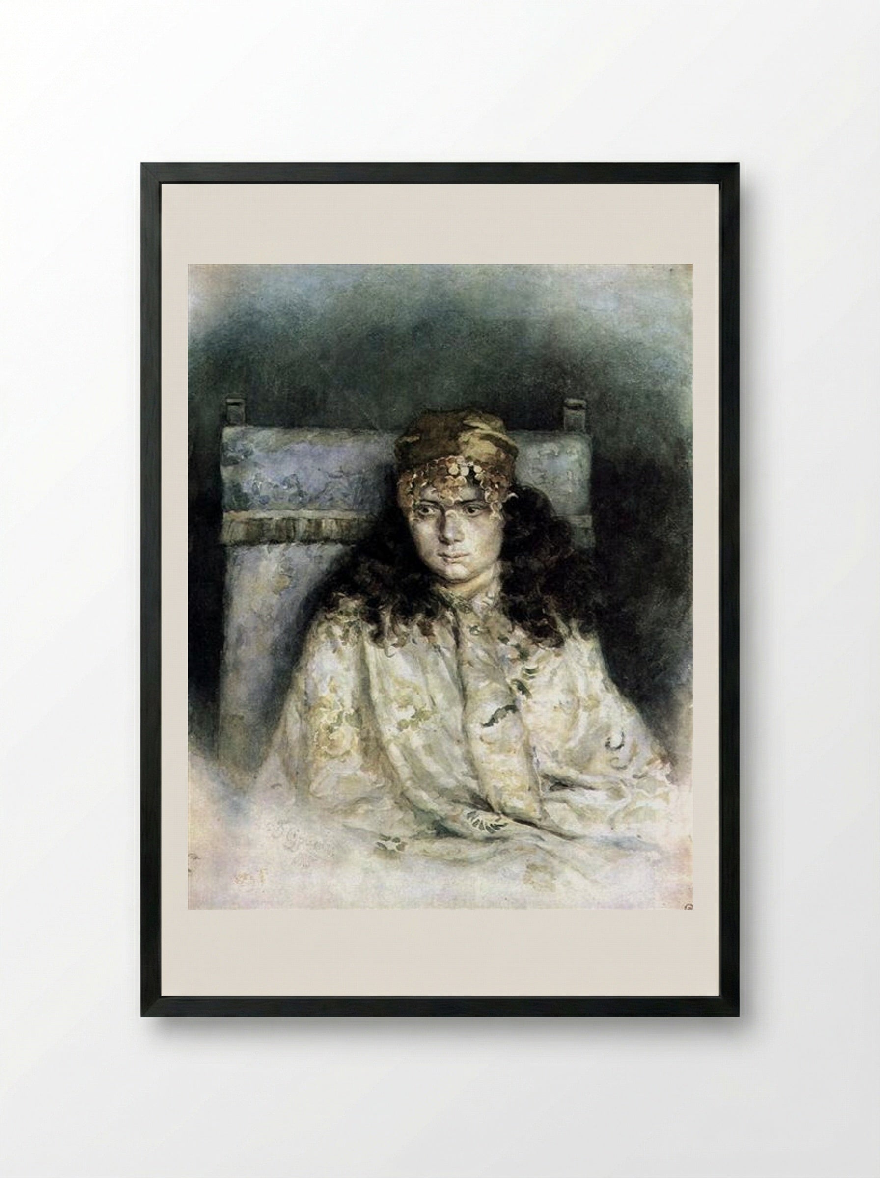 Untitled (Female Portrait) - Vasily Surikov - Framed Print Black