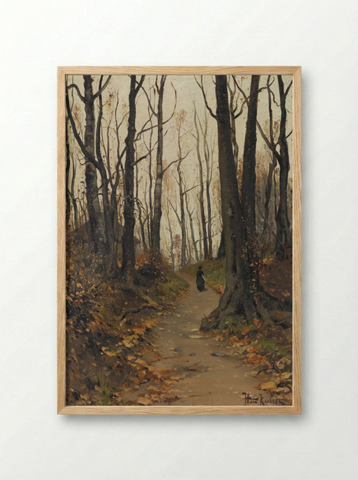 Untitled (Figure on a Forest Path) - Julius Sergius von Klever - Framed Print Wood
