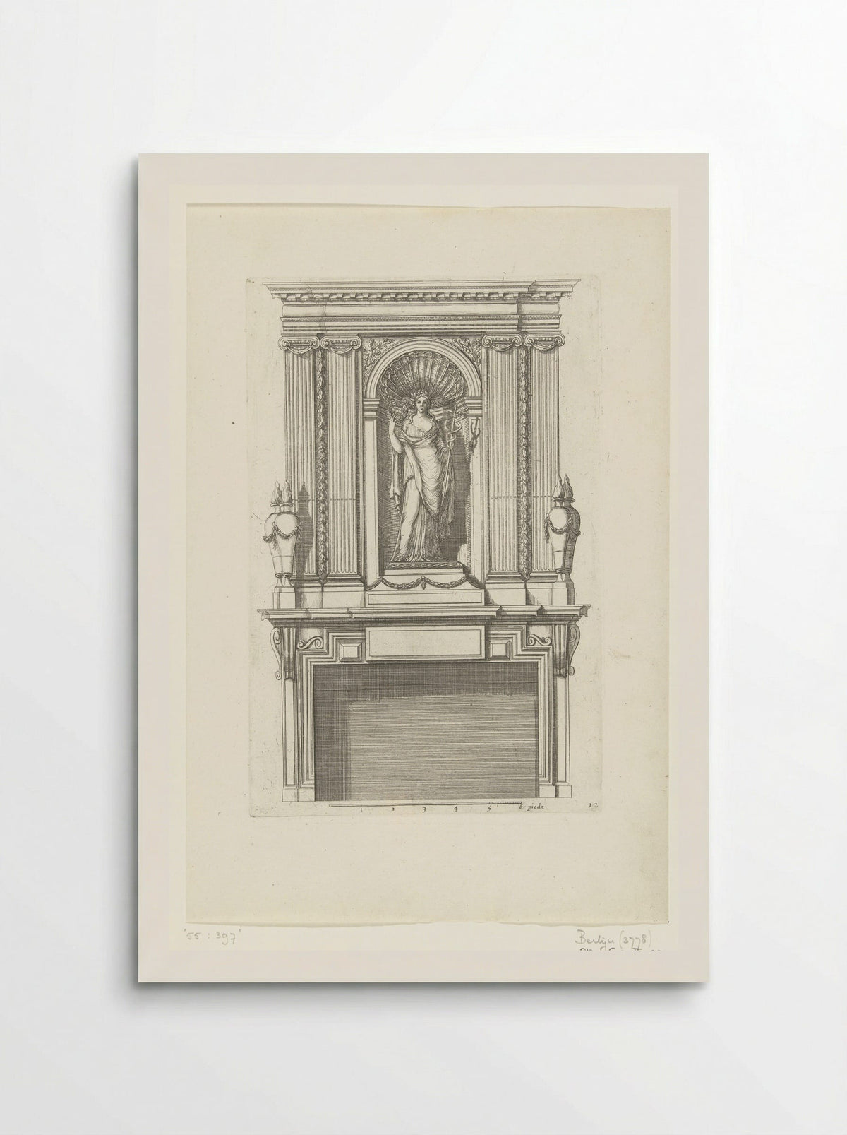 Untitled (Fireplace Design with Female Figure in a Niche) - Fine Art Print - Poster
