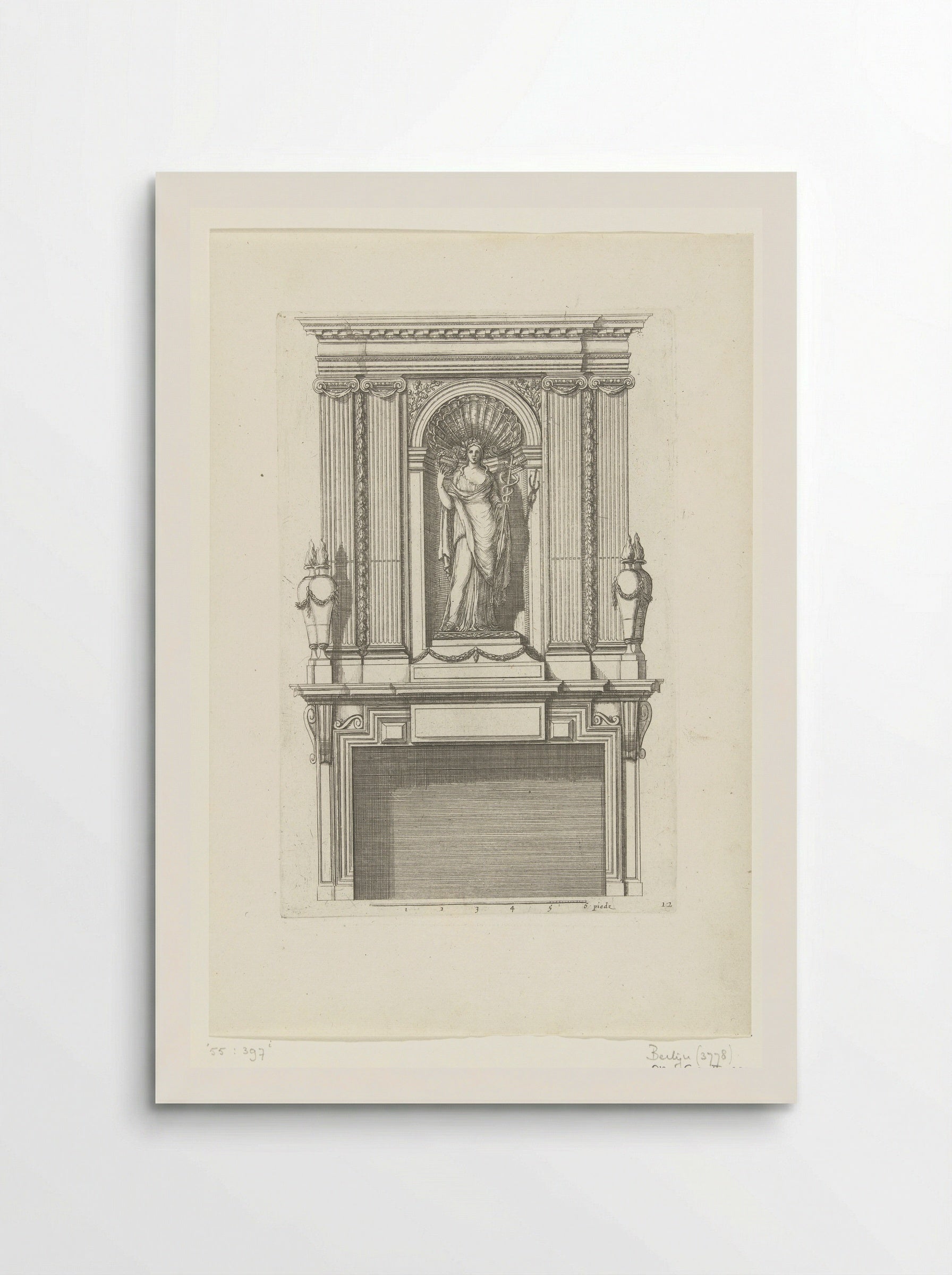 Untitled (Fireplace Design with Female Figure in a Niche) - Fine Art Print - Poster