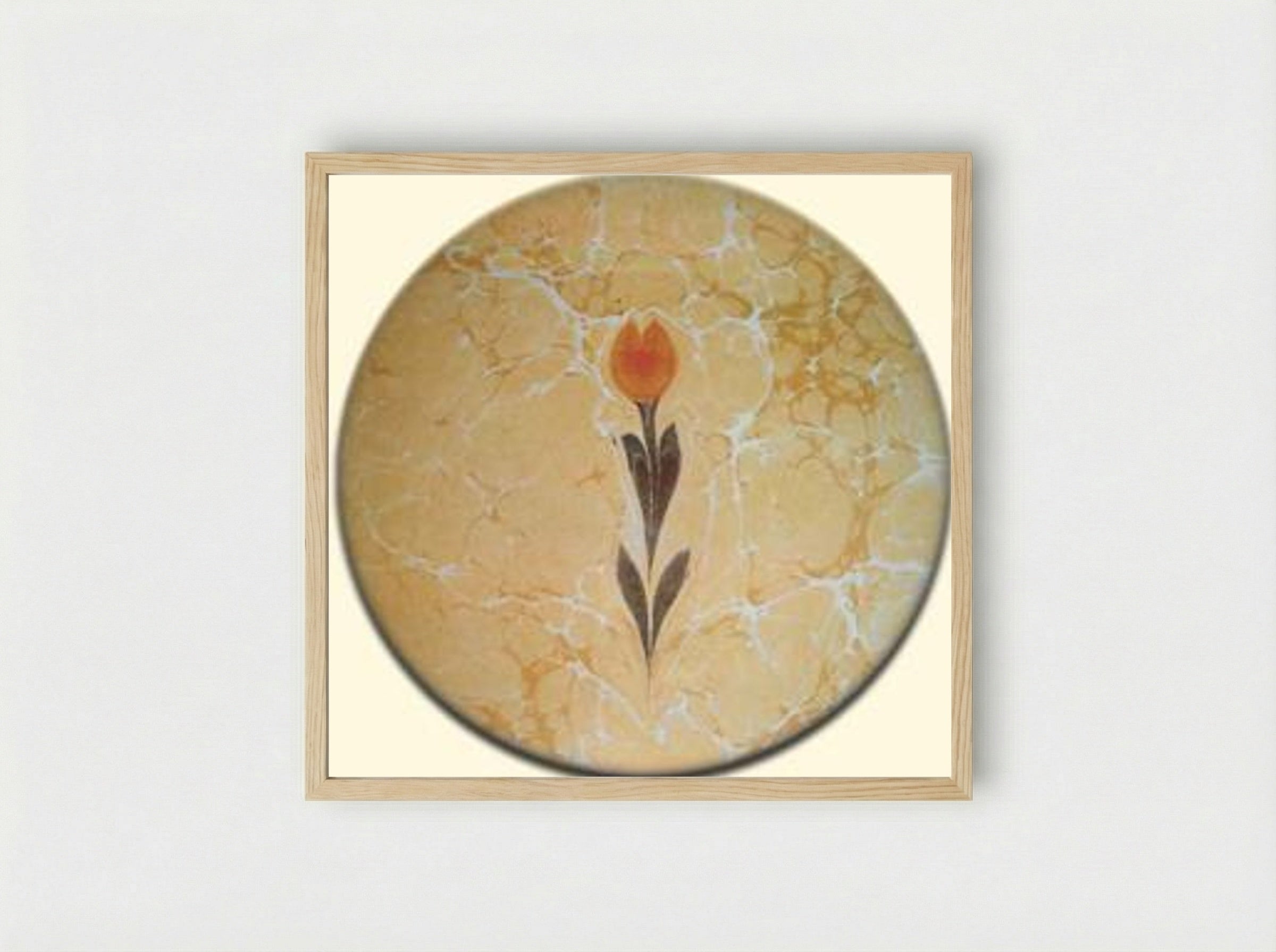 Untitled (Floral Ebru Study) - Necmeddin Okyay - Framed Print Wood
