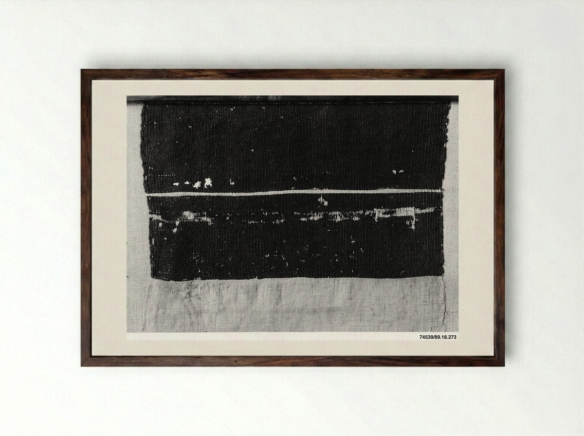 Untitled (Floral Lattice Textile Fragment) - Fine Art Print - Framed Print Dark Wood