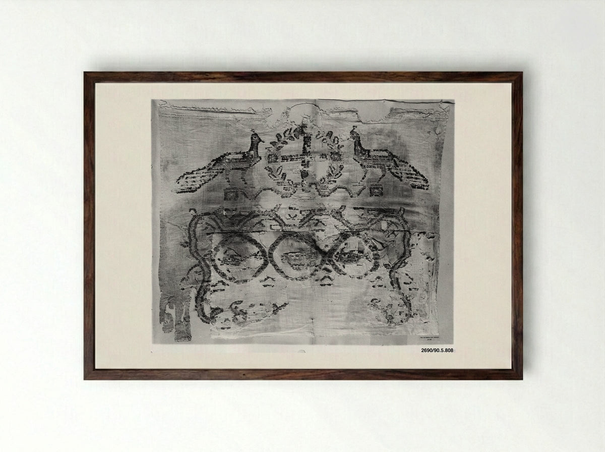 Untitled (Floral Textile Fragment, Coptic) - Fine Art Print - Framed Print Dark Wood