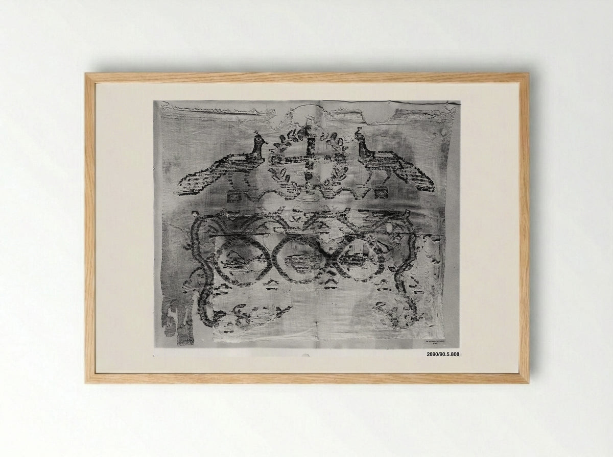 Untitled (Floral Textile Fragment, Coptic) - Fine Art Print - Framed Print Wood