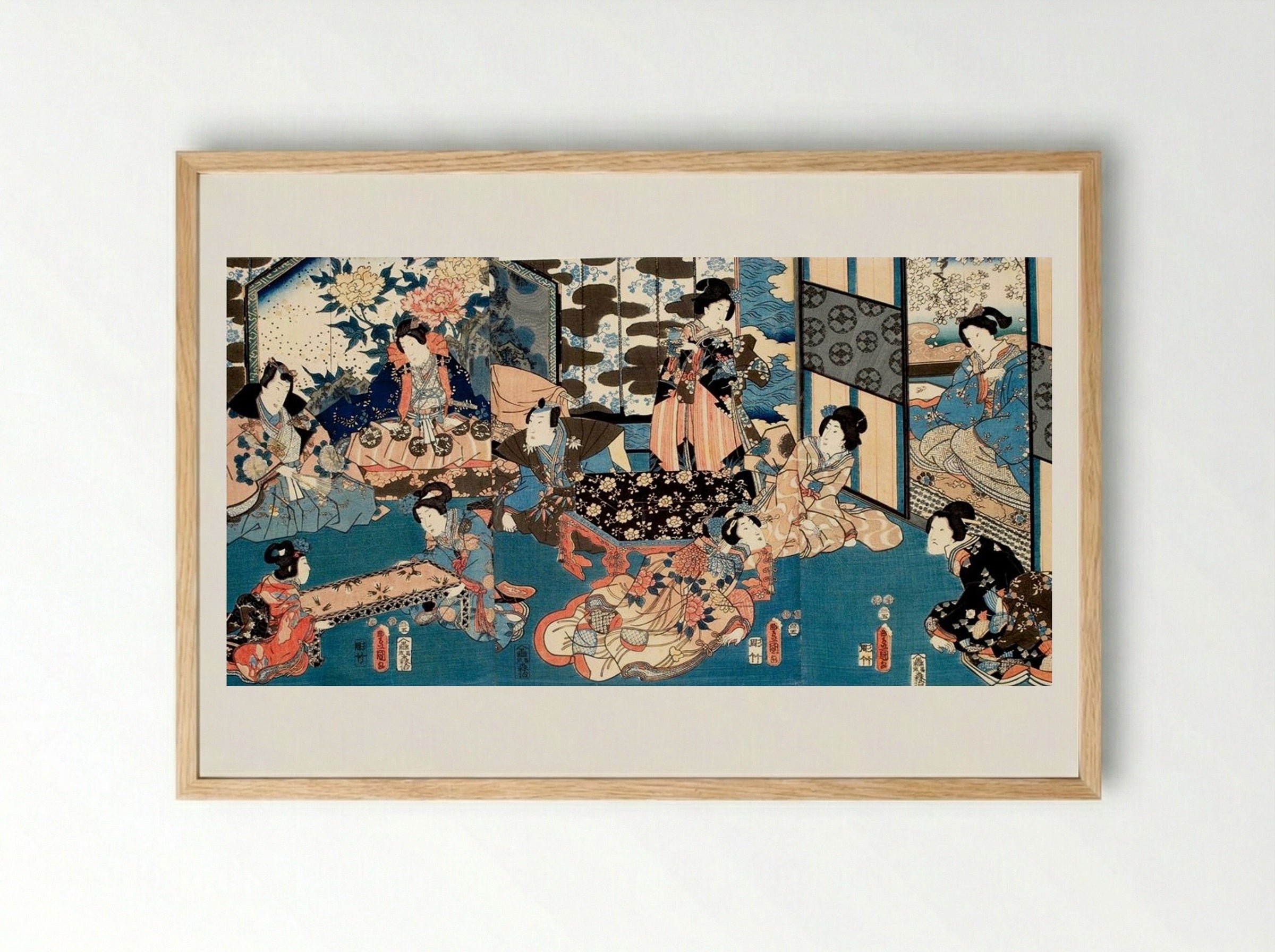 Untitled (Gathering of Figures in an Interior) - Utagawa Kunisada - Framed Print Wood