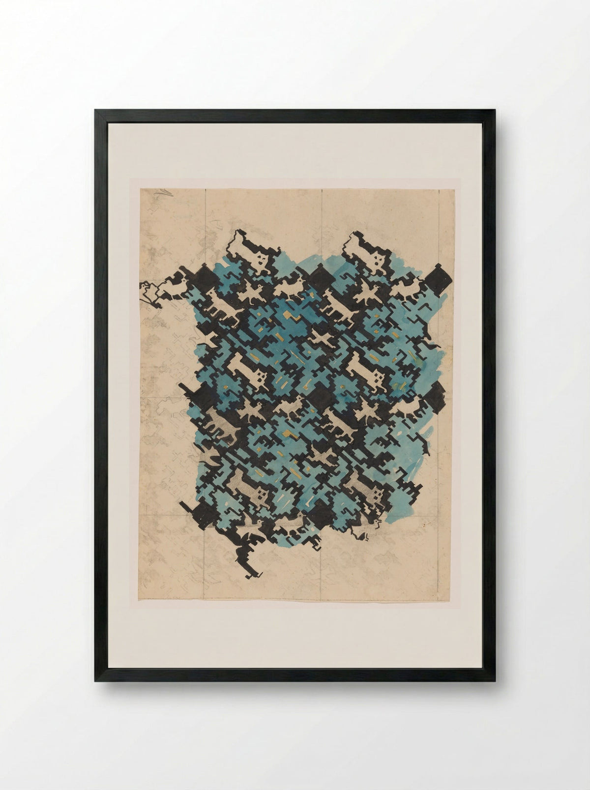 Untitled (Geometric Animal Pattern) - Roelf Gerbrands - Framed Print Black