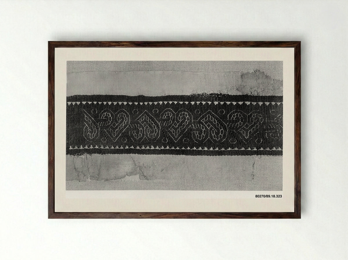 Untitled (Geometric Textile Fragment) - Fine Art Print - Framed Print Dark Wood