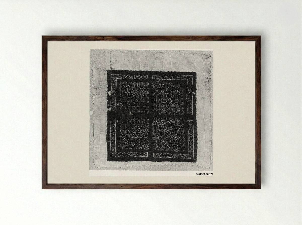 Untitled (Geometric Textile Fragment) - Fine Art Print - Framed Print Dark Wood