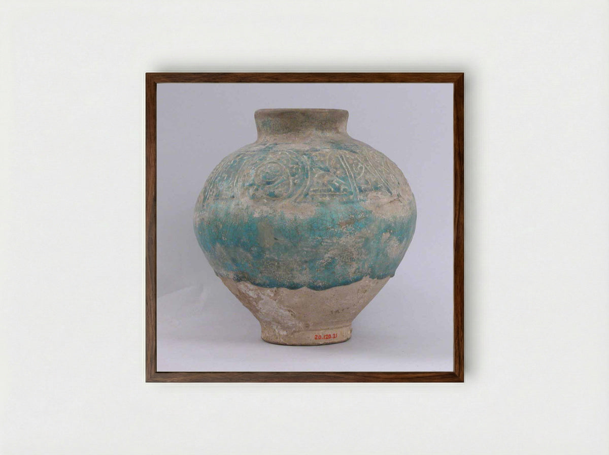 Untitled (Glazed Earthenware Jar) - Fine Art Print - Framed Print Dark Wood