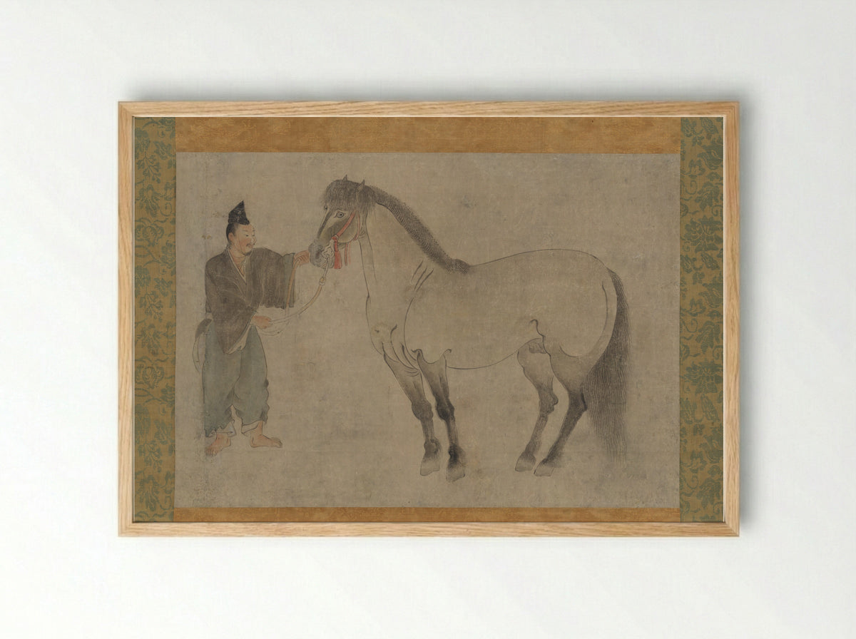 Untitled (Horse and Groom) - Fine Art Print - Framed Print Wood