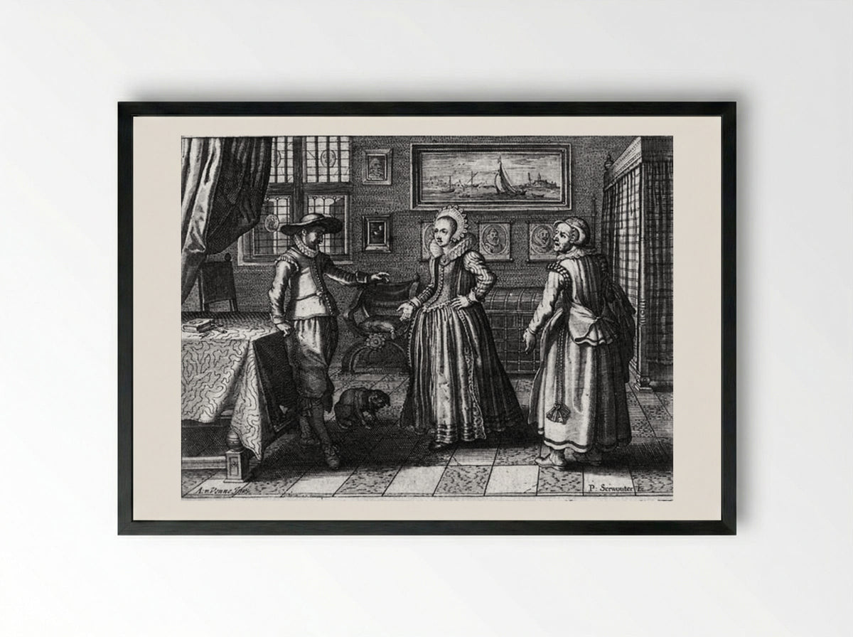 Untitled (Interior Scene with Figures) - Adriaen van de Venne - Framed Print Black